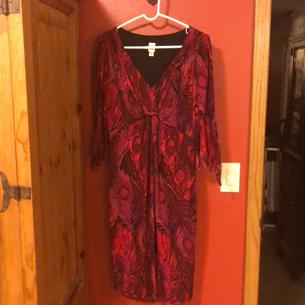 Sangria dress. Size 8.  Peacock pattern.